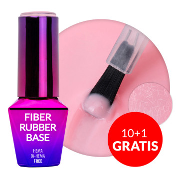 10+1gratis Baza kauczukowa z włóknami 2w1 Fiber Rubber Base MollyLac Pink Sorbet HEMA/Di-HEMA Free 10g
