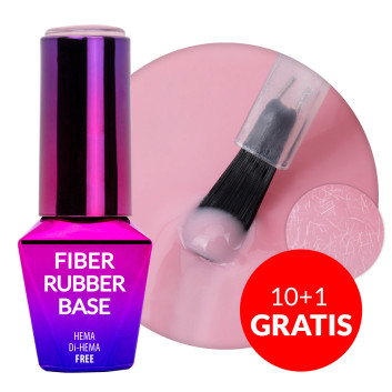 10+1gratis Baza kauczukowa z włóknami 2w1 Fiber Rubber Base MollyLac Faded Pink HEMA/Di-HEMA Free 10g