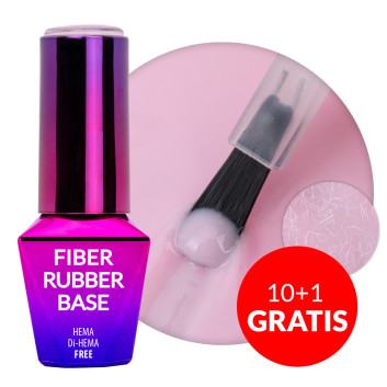 10+1gratis Baza kauczukowa z włóknami 2w1 Fiber Rubber Base MollyLac Angel Pink HEMA/Di-HEMA Free 10g