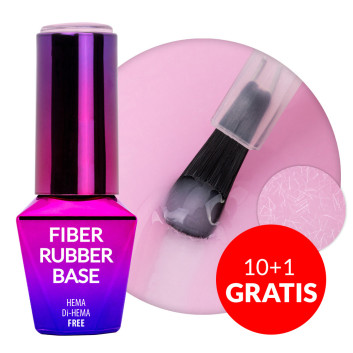 10+1gratis Baza kauczukowa z włóknami 2w1 Fiber Rubber Base MollyLac Cherry Blossom HEMA/Di-HEMA Free 10g