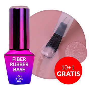 10+1gratis Baza kauczukowa Fiber Rubber Base MollyLac Smoky Pink HEMA/Di-HEMA Free 10g