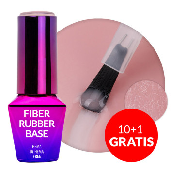 10+1gratis Baza kauczukowa z włóknami 2w1 Fiber Rubber Base MollyLac Nutty Nut HEMA/Di-HEMA Free 10g