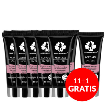 11+1gratis Acryl Gel akrylożel Allepaznokcie HEMA/Di-HEMA Free French Pink 30ml