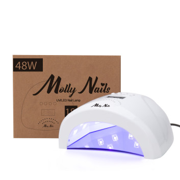 Lampa do paznokci dual UV/LED Molly Nails 1s do lakierów hybrydowych żeli i akrylożeli 48W biała