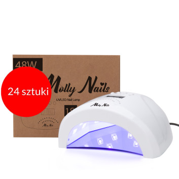 24sztuki Lampa do paznokci dual UV/LED Molly Nails 1S do lakierów hybrydowych żeli i akrylożeli 48W biała