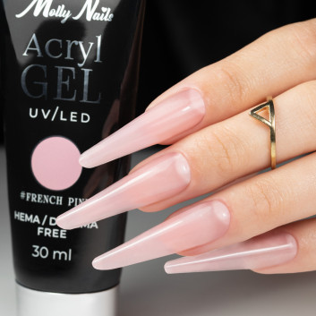 Akrylożel Polygel żel budujący do przedłużania AcrylGel Molly Nails HEMA/Di-HEMA Free French Pink 30 ml