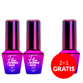 2+1gratis Baza kauczukowa z kolorem 2w1 neonowa do manicure i pedicure Fluo Rubber Base 2in1 MollyLac Fruity Rooty 10g Nr 1