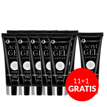 11+1gratis Acryl Gel akrylożel Allepaznokcie HEMA/Di-HEMA Free Clear 30ml