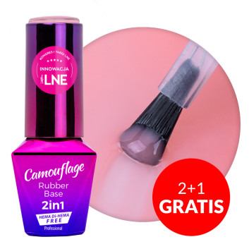 2+1gratis Baza kauczukowa Rubber Base 2w1 Camouflage MollyLac Gentle Fluidy HEMA/Di-HEMA Free 10g Nr 3