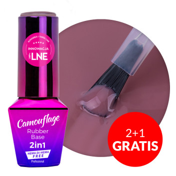 2+1gratis  Baza kauczukowa Rubber Base 2w1 Camouflage MollyLac Boom Blush HEMA/Di-HEMA Free 10g Nr 1