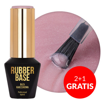 2+1gratis Baza kauczukowa do lakierów hybrydowych Rubber Base Molly Nails Pixy Pink 10g