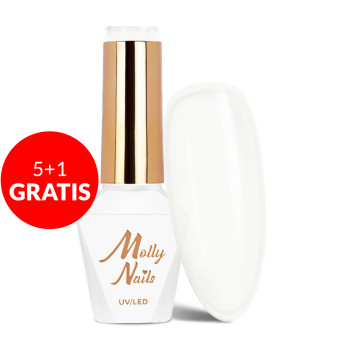 5+1gratis Lakier hybrydowy Molly Nails French Manicure Cream Brulee HEMA/Di-HEMA Free 8g Nr 130