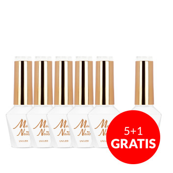 5+1gratis Lakier hybrydowy Molly Nails French Manicure Cream Brulee HEMA/Di-HEMA Free 8g Nr 130