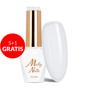 5+1gratis Lakier hybrydowy Molly Nails French Manicure Beige White HEMA/Di-HEMA Free 8g Nr 131