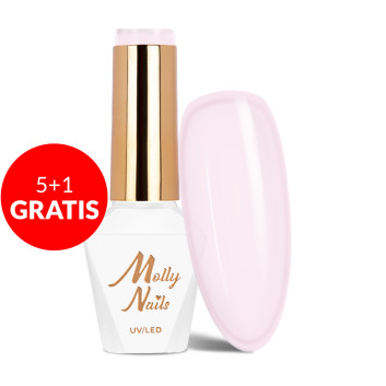 5+1gratis Lakier hybrydowy Molly Nails French Manicure Pink Nude HEMA/Di-HEMA Free 8g Nr 135