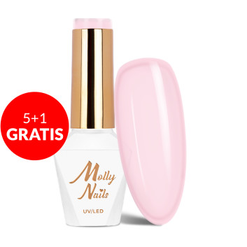 5+1gratis Lakier hybrydowy Molly Nails French Manicure Candy Pink HEMA/Di-HEMA Free 8g Nr 136