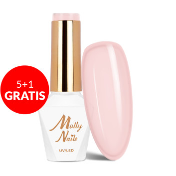 5+1gratis Lakier hybrydowy Molly Nails French Manicure Peach Pink HEMA/Di-HEMA Free 8g Nr 137