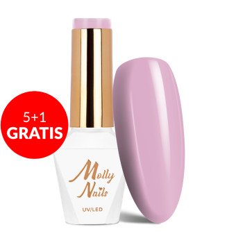 5+1gratis Lakier hybrydowy Molly Nails Glamour Women Sweet Dreams HEMA/Di-HEMA Free 8g Nr 4