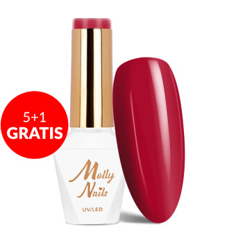 5+1gratis Lakier hybrydowy Molly Nails Glamour Women Red Carpet HEMA/Di-HEMA Free 8g Nr 8