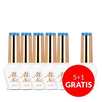 5+1gratis Lakier hybrydowy Molly Nails Cocktails & Drinks Blue Lagoon HEMA/Di-HEMA Free 8g Nr 13