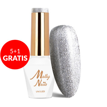 5+1gratis Lakier hybrydowy Molly Nails Queens Of Life Platinium HEMA/Di-HEMA Free 8g Nr 36