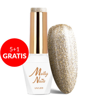 5+1gratis Lakier hybrydowy Molly Nails Queens Of Life My First Million HEMA/Di-HEMA Free 8g Nr 37