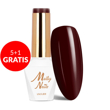 5+1gratis Lakier hybrydowy Molly Nails Elite Women Burgundy HEMA/Di-HEMA Free 8g Nr 41