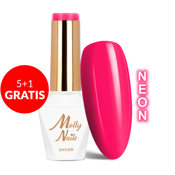 5+1gratis Lakier hybrydowy Molly Nails Inspired by you Temptress Neon HEMA/Di-HEMA Free 8g Nr 52