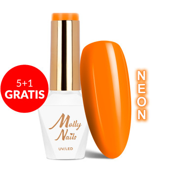 10+1gratis Lakier hybrydowy Molly Nails Neons Juicy Orange HEMA/Di-HEMA Free 8g Nr 72