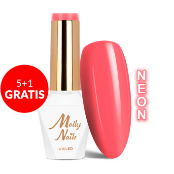 5+1gratis Lakier hybrydowy Molly Nails Neons Sweets HEMA/Di-HEMA Free 8g Nr 74