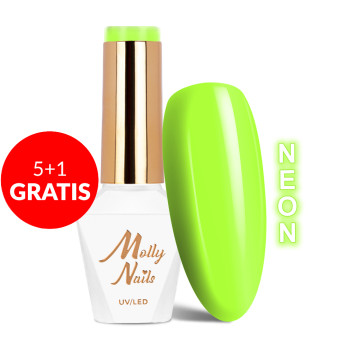 5+1gratis Lakier hybrydowy Molly Nails Neons Neon Kiwi HEMA/Di-HEMA Free 8g Nr 78