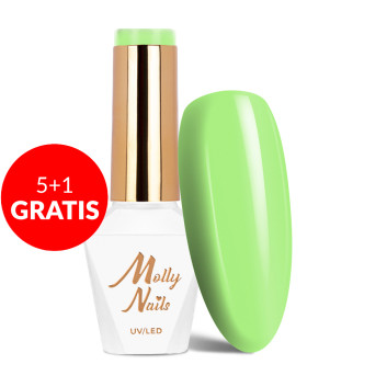 5+1gratis Lakier hybrydowy Molly Nails Green Party Green Energy HEMA/Di-HEMA Free 8g Nr 80