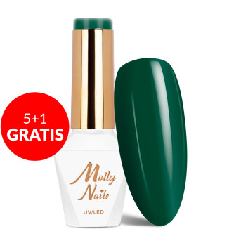 5+1gratis Lakier hybrydowy Molly Nails Rest & Relax Dark Green HEMA/Di-HEMA Free 8g Nr 91