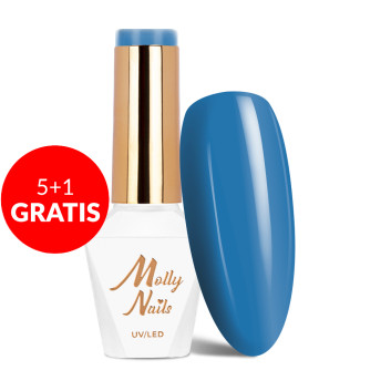 5+1gratis Lakier hybrydowy Molly Nails Blue Sky Sky Blue HEMA/Di-HEMA Free 8g Nr 114