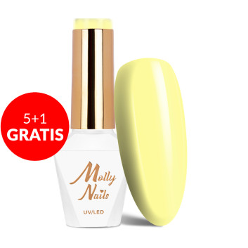 5+1gratis Lakier hybrydowy Molly Nails Yoghurt Citrine Cake HEMA/Di-HEMA Free 8g Nr 125