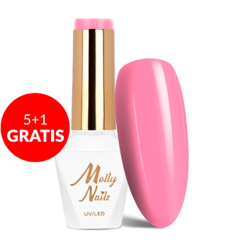 5+1gratis Lakier hybrydowy Molly Nails Flamingo Garden with Flowers HEMA/Di-HEMA Free 8g Nr 144