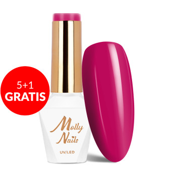 5+1gratis Lakier hybrydowy Molly Nails Flamingo Aruba HEMA/Di-HEMA Free 8g Nr 145