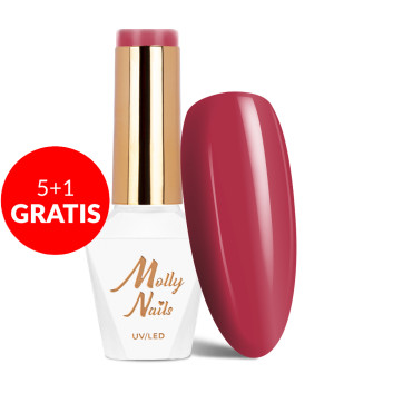 5+1gratis Lakier hybrydowy Molly Nails Flamingo Rogue HEMA/Di-HEMA Free 8g Nr 148