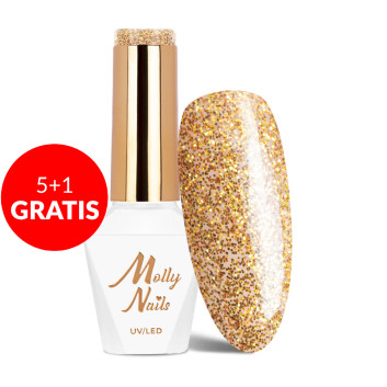 5+1gratis Lakier hybrydowy Molly Nails Sensual Aurelie HEMA/Di-HEMA Free 8g Nr 208