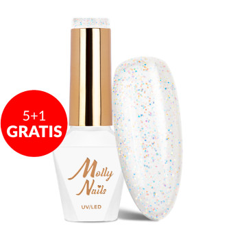 5+1gratis Lakier hybrydowy Molly Nails Winter Crystalize Morning Light HEMA/Di-HEMA Free 8g Nr 220