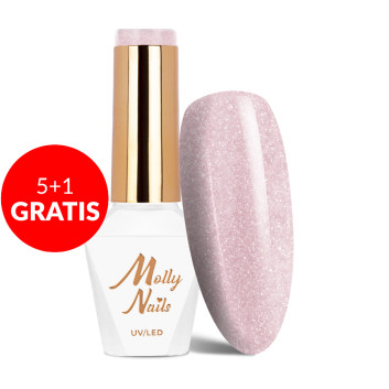 5+1gratis Lakier hybrydowy Molly Nails Winter Crystalize Sugar Blush HEMA/Di-HEMA Free 8g Nr 223