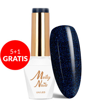 5+1gratis Lakier hybrydowy Molly Nails Winter Crystalize Last Night HEMA/Di-HEMA Free 8g Nr 227