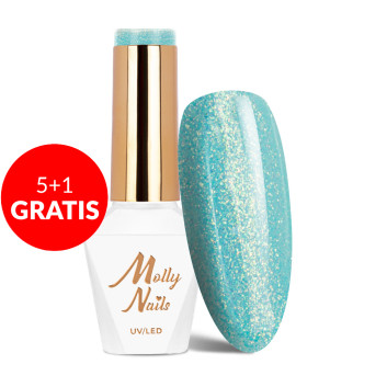 5+1gratis Lakier hybrydowy Molly Nails Winter Crystalize Candyman HEMA/Di-HEMA Free 8g Nr 228