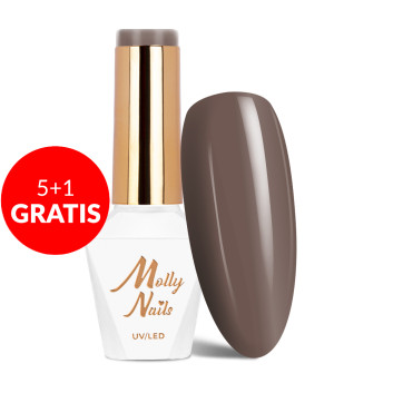 5+1gratis Lakier hybrydowy Molly Nails Choco Dreams Crispy Crunch HEMA/Di-HEMA Free 8g Nr 355