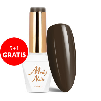 5+1gratis Lakier hybrydowy Molly Nails Choco Dreams Truffle HEMA/Di-HEMA Free 8g Nr 357