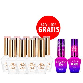 Zestaw 9 kolorów Sensual Molly Nails HEMA/Di-HEMA Free + baza i top GRATIS (X-Bond Base, Doctor Top)