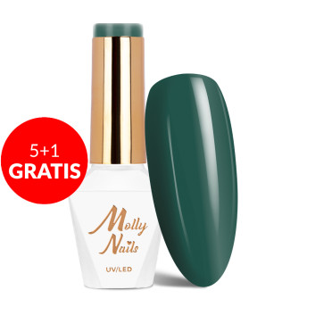 5+1gratis Lakier hybrydowy Molly Nails Energize Verte HEMA/Di-HEMA Free 8g Nr 490