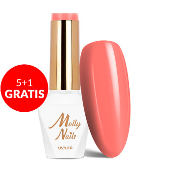 5+1gratis Lakier hybrydowy Molly Nails I'm Nudelover Celebrity HEMA/Di-HEMA Free 8g Nr 520