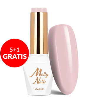 5+1gratis Lakier hybrydowy Molly Nails I'm Nudelover Nudematic HEMA/Di-HEMA Free 8g Nr 522