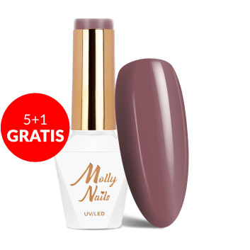 5+1gratis Lakier hybrydowy Molly Nails I'm Nudelover Mahogany HEMA/Di-HEMA Free 8g Nr 523